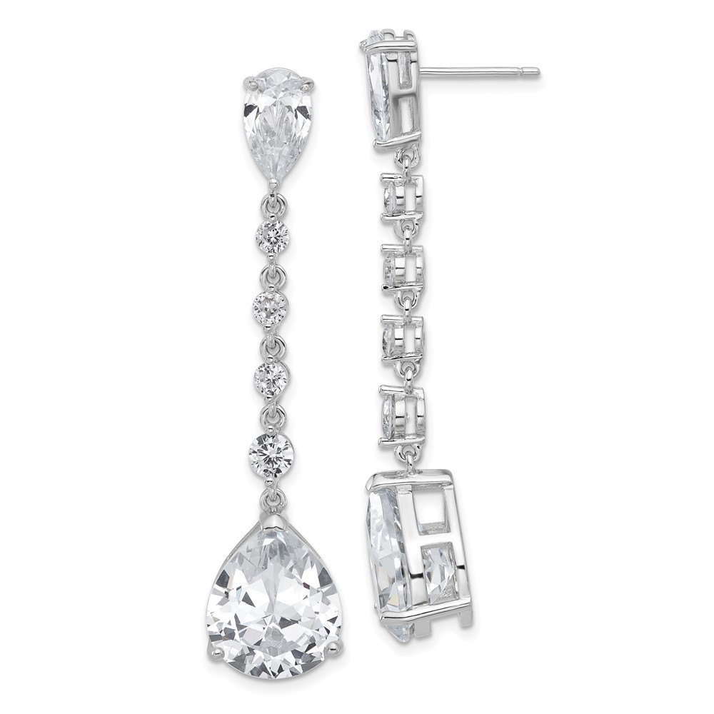 Stylish Sterling Silver CZ Drop Dangle Earrings 7.53gm 55mm