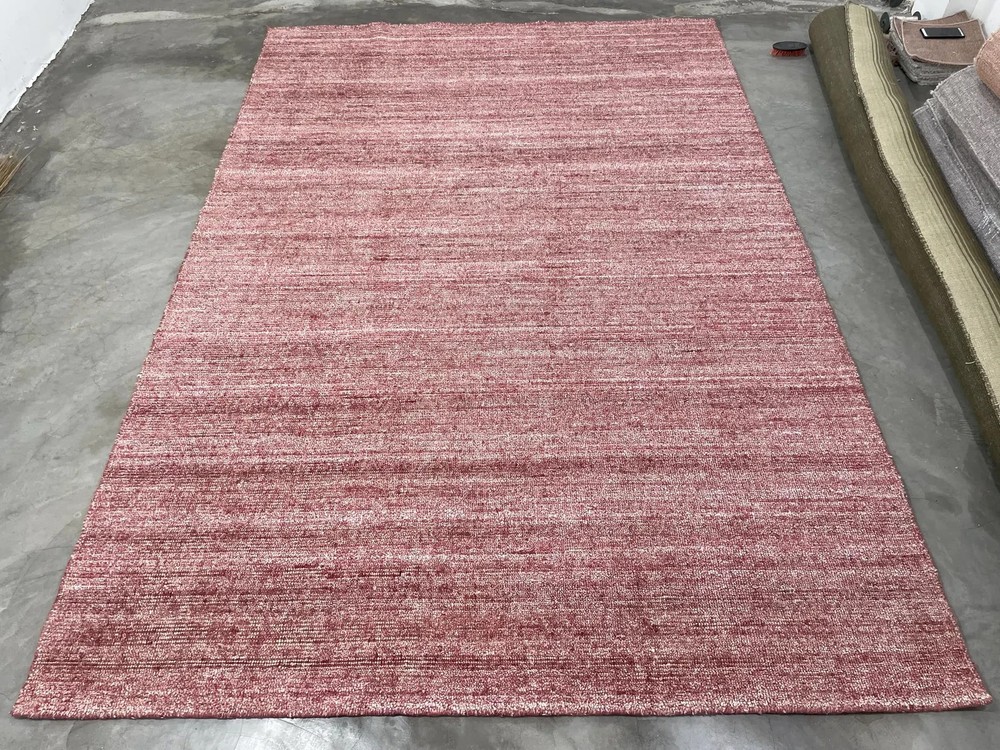 Design Hand Loom Bamboo Silk & Wool Color Red and Beige Handmade Carpet Area Rug