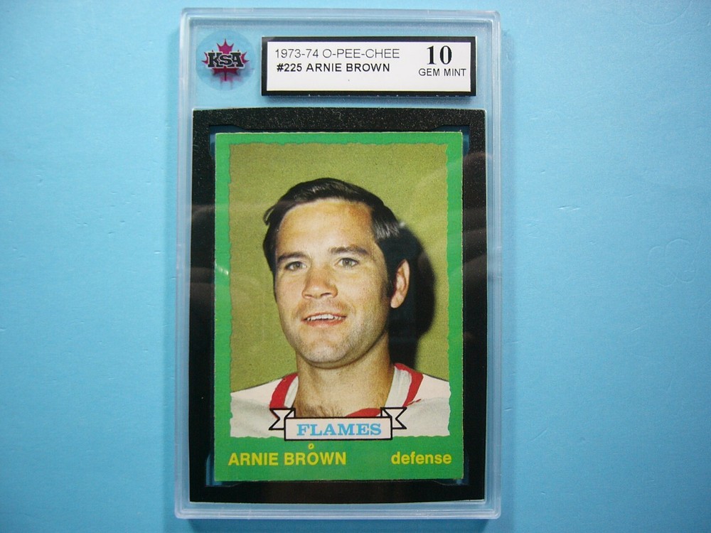 1973/74 O-PEE-CHEE NHL HOCKEY CARD #225 ARNIE BROWN KSA 10 GEM MINT 73/74 OPC