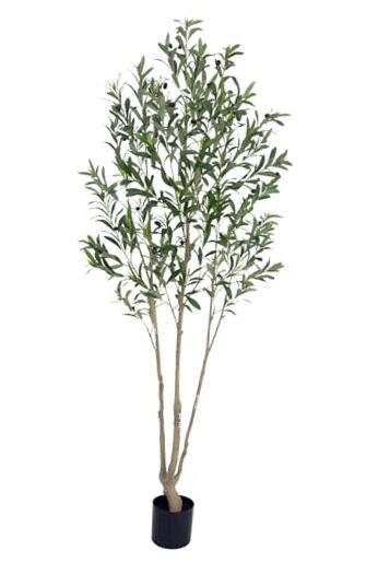 6ft Realistic Faux Olive Tree with Lifelike Fruits and Natural Trunk