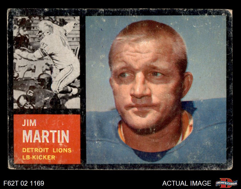 1962 Topps #55 Jim Martin Lions Notre Dame 1.5 - FAIR