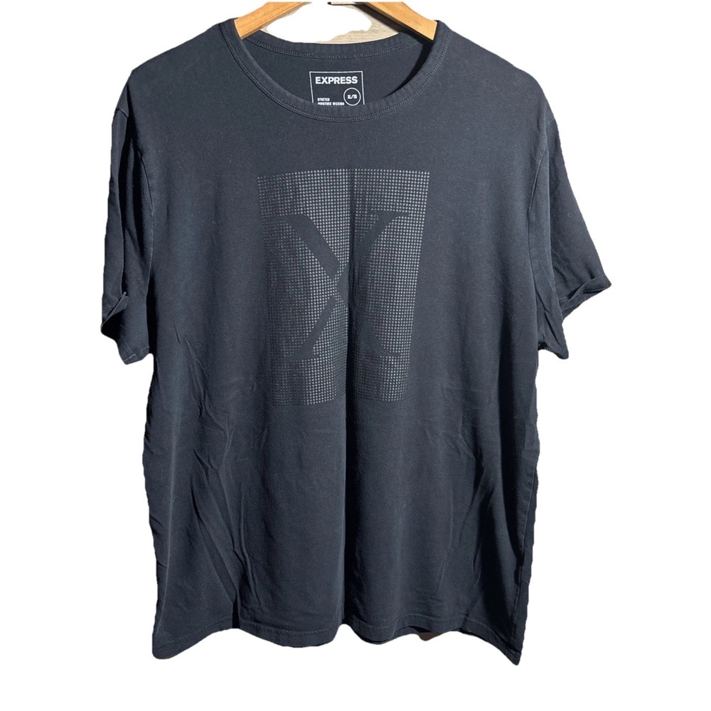 Express Men Black V-Neck Moisture Wicking Slim Stretch T-Shirt Size XL