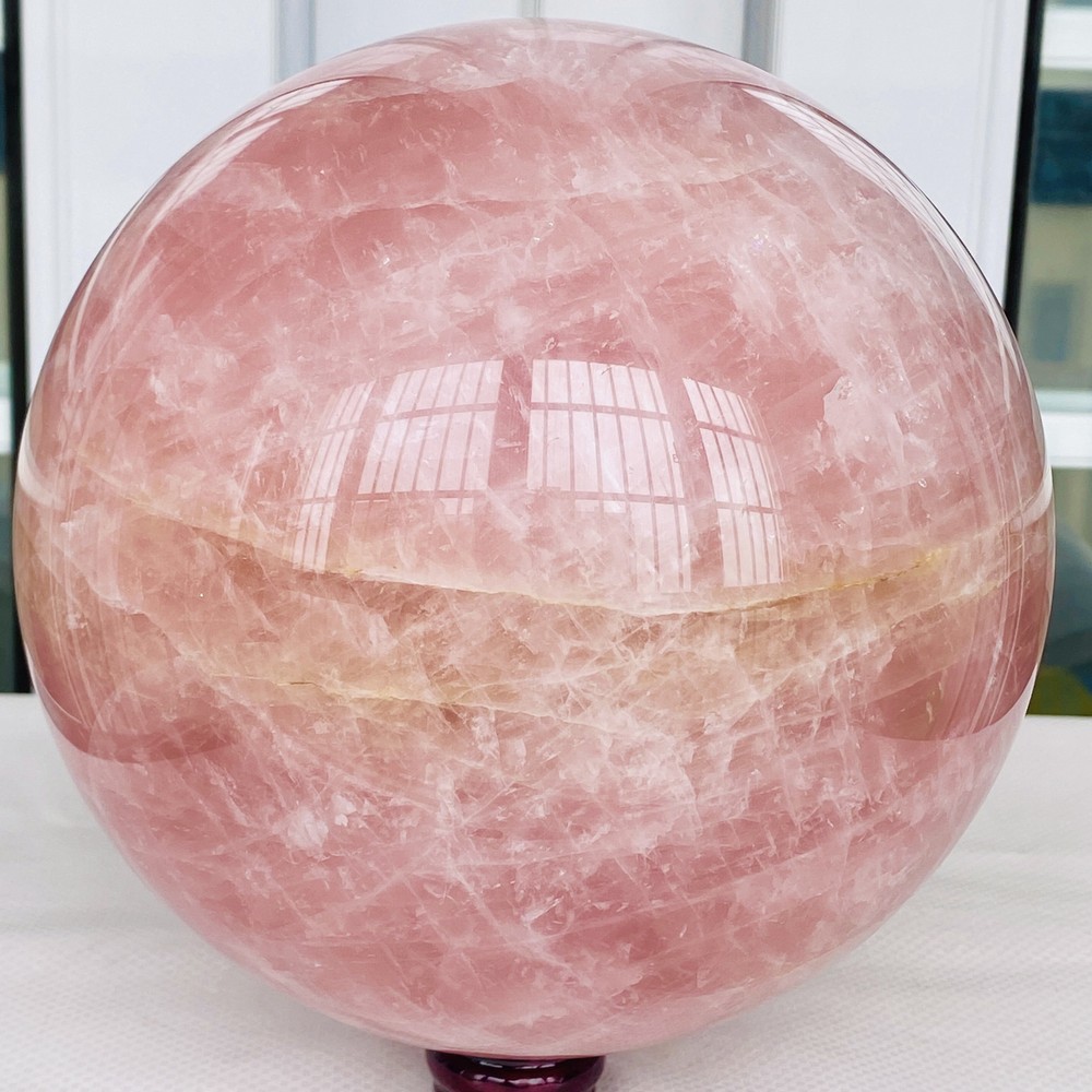 Natural Pink Rose Quartz Sphere Crystal Ball for Reiki Healing 8340G