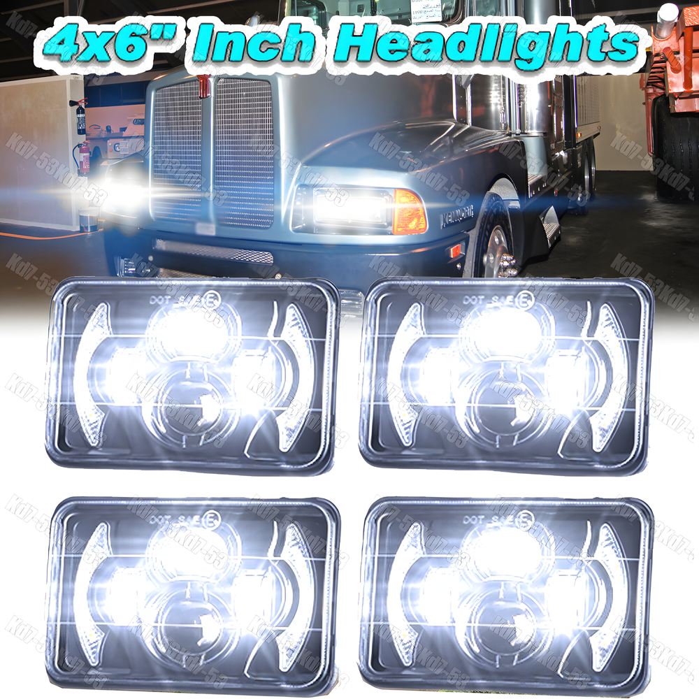 DOT Approved 4x6'' LED Headlights DRL For Kenworth KW T800 T400 T600 W900B W900L