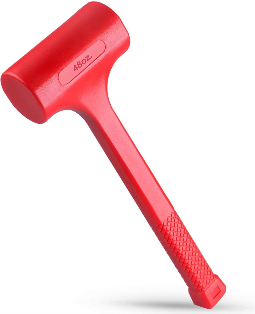 3-LB (48-OZ) Premium Dead Blow Hammer and Unicast Mallet, Neon Red Color | Durab