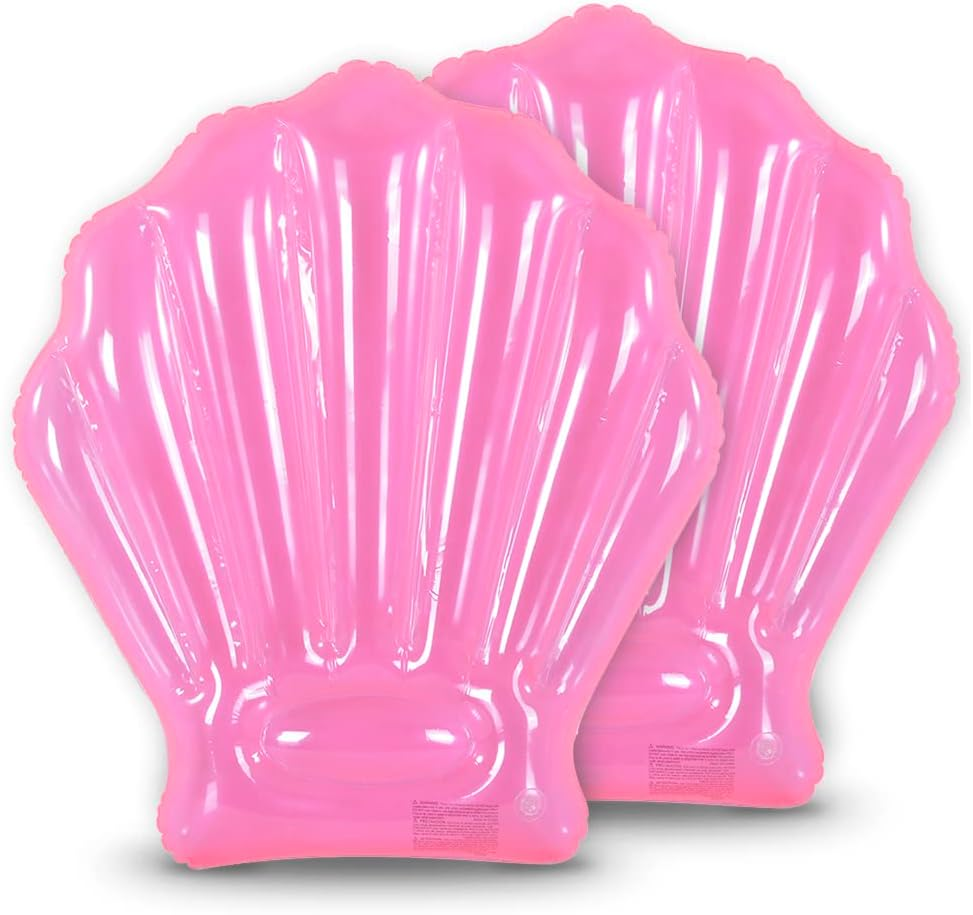 Pink Seashell Pool Float 2 Pack for Kids Summer Fun