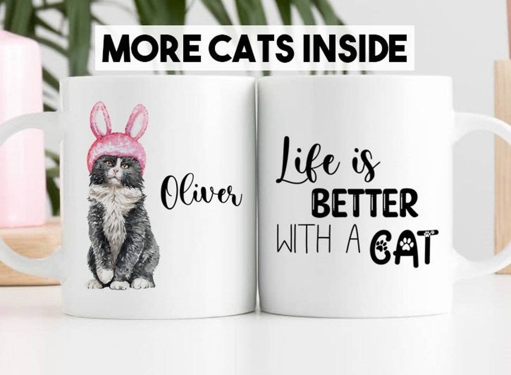 Life Is Better With A Cat Mug Cat Gift Cat Mom Mug Cat Dad Gift Cat Coffee Cup