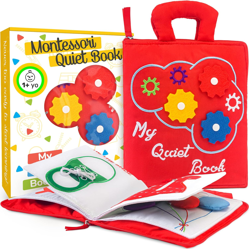 Airplane Quiet Book for Toddlers 1-3 - Busy Activity Travel Toy for 1 Year Old