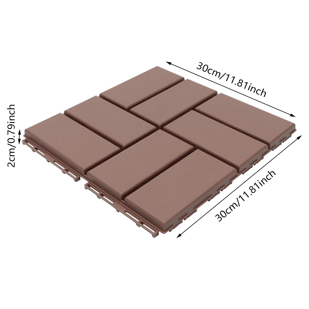 36Pcs Anti Warping Interlocking Wood Flooring Patio Deck Tiles Outdoor Balcony