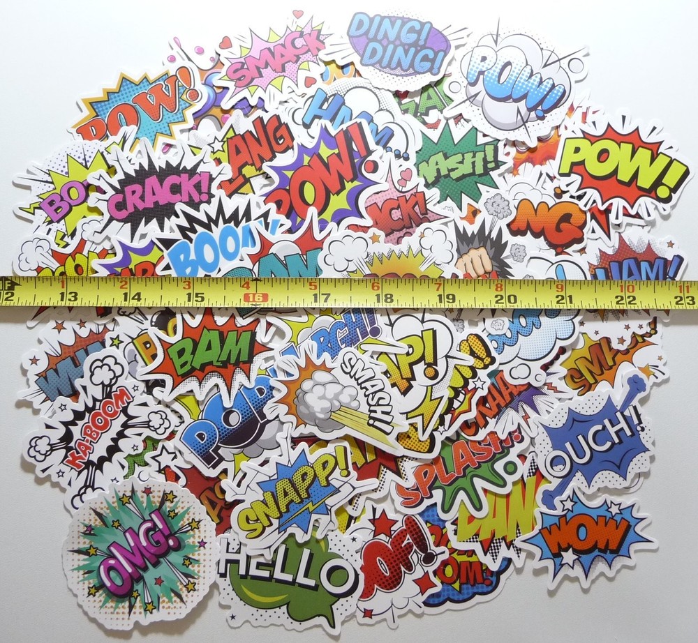48-Piece Outburst Cartoon Sticker Decals for Scrapbooking Fun