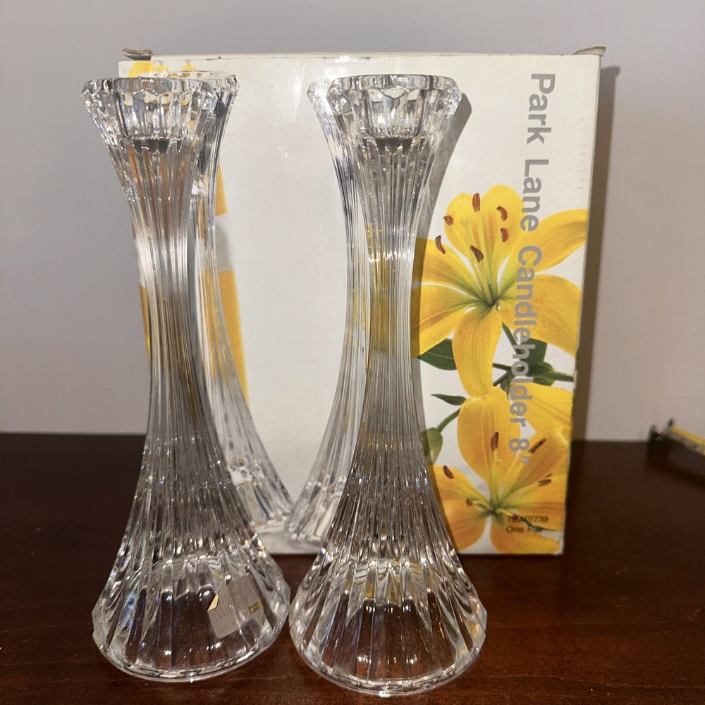 Mikasa Park Lane Crystal Candle Holders 8 Inch Set Of Two