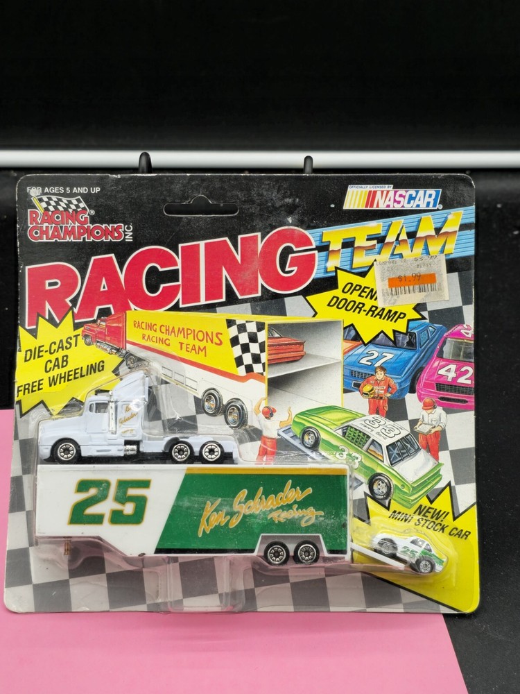 VTG 1991 Racing Champions Team Hauler Tractor w/Mini Stock Car Ken Schrader #25