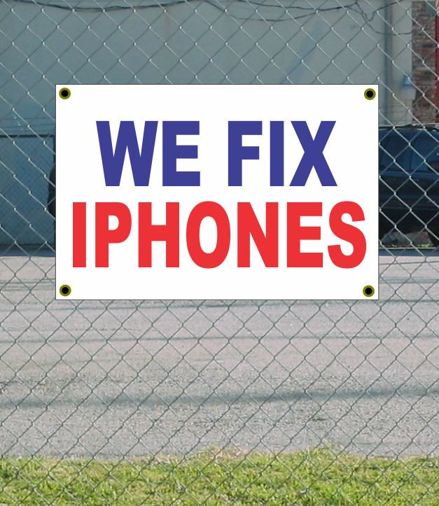 2x3 We Fix iPhones Red White & Blue Banner Sign with Discounted Size and Price for New Customers