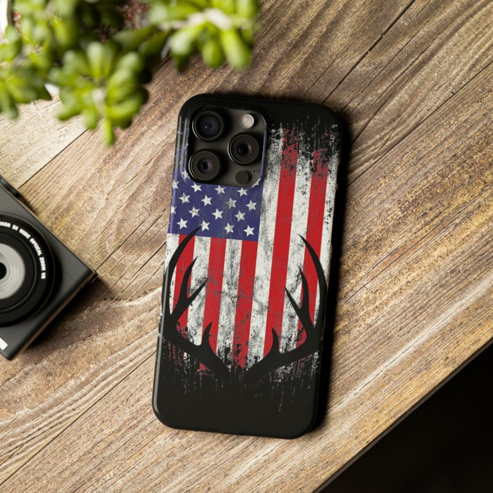 Deer Hunting American Flag iPhone Case
