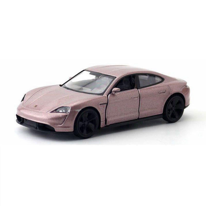 1/36 Porsche Taycan Turbo S Model Car Diecast Toy Vehicle Metal Pull Back Pink