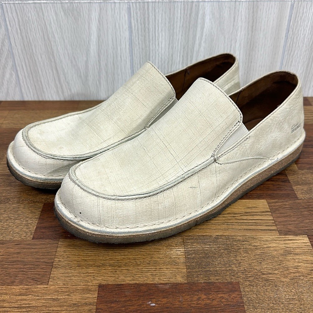 Clarks Originals Men Berber Slip On Loafers in Cream Ivory Comfort Low Top Shoe Size 12