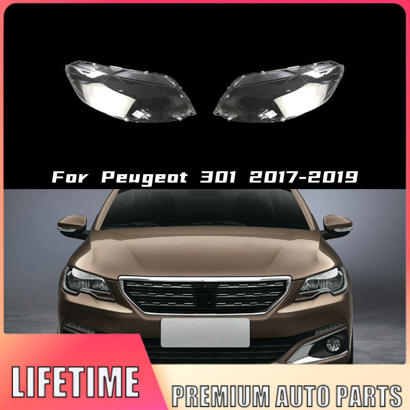 Peugeot 301 2017-2019 Headlight Lens Cover Pair Replacement