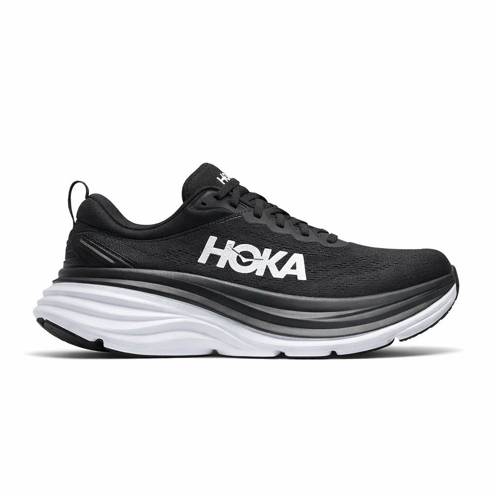 HOKA Bondi 8 Size 10.5D Black White 1123202-BWHT