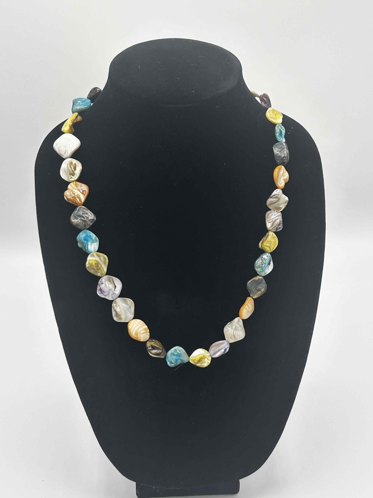 Multicolor Boho Coin Pearl Beaded Necklace with Irregular Shaped Beads