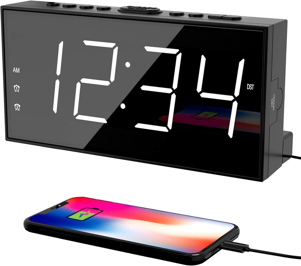 Loud LED Digital Alarm Clock with Dual Alarms and USB Charging Port for Bedroom