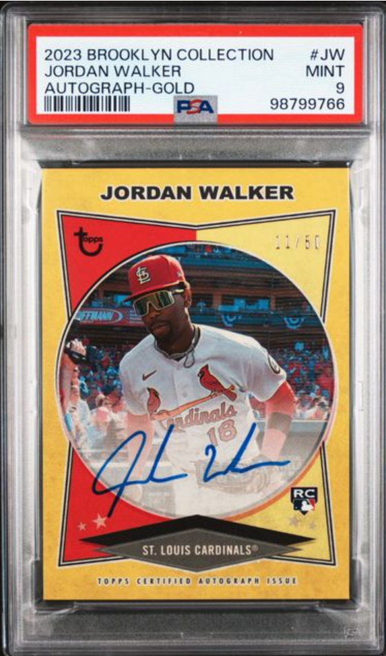 2023 Topps Brooklyn Collection Jordan Walker Auto Gold /50 PSA 9