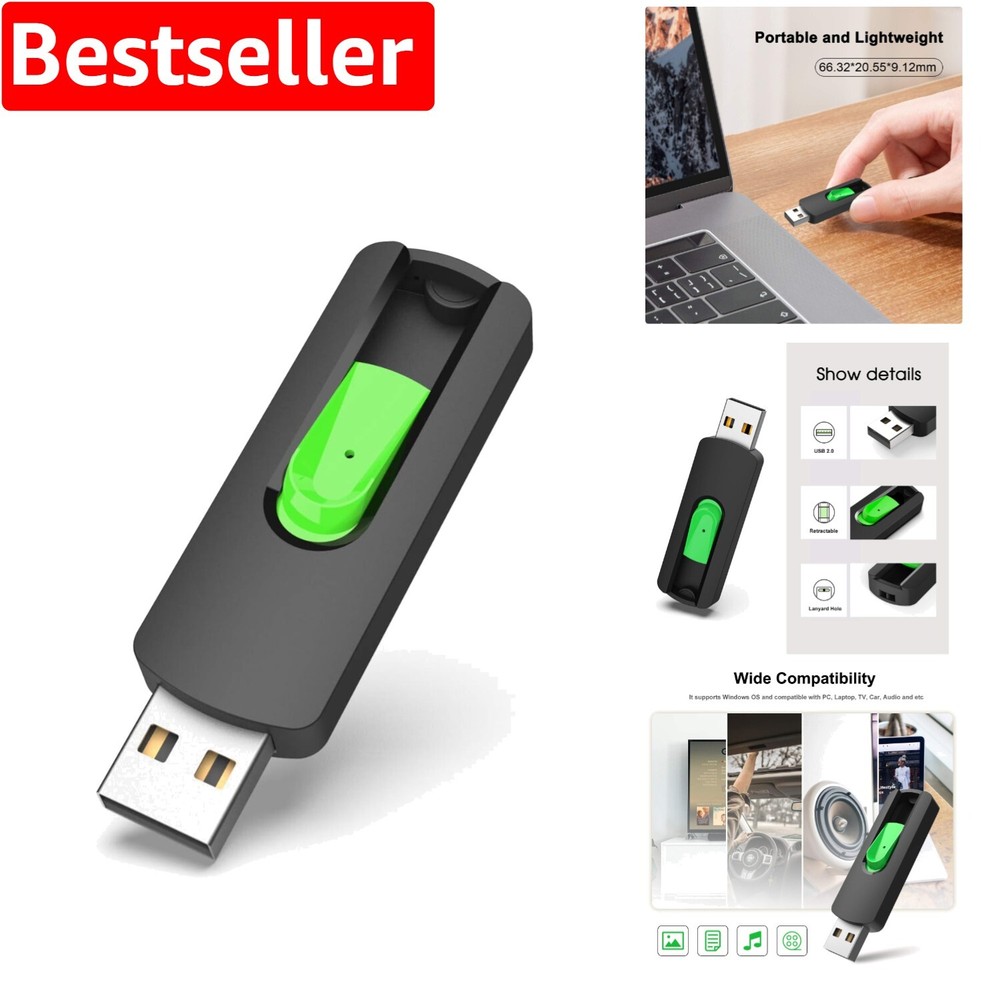128GB Retractable USB Flash Drive - Fast Secure Data Transfer with Capless Design