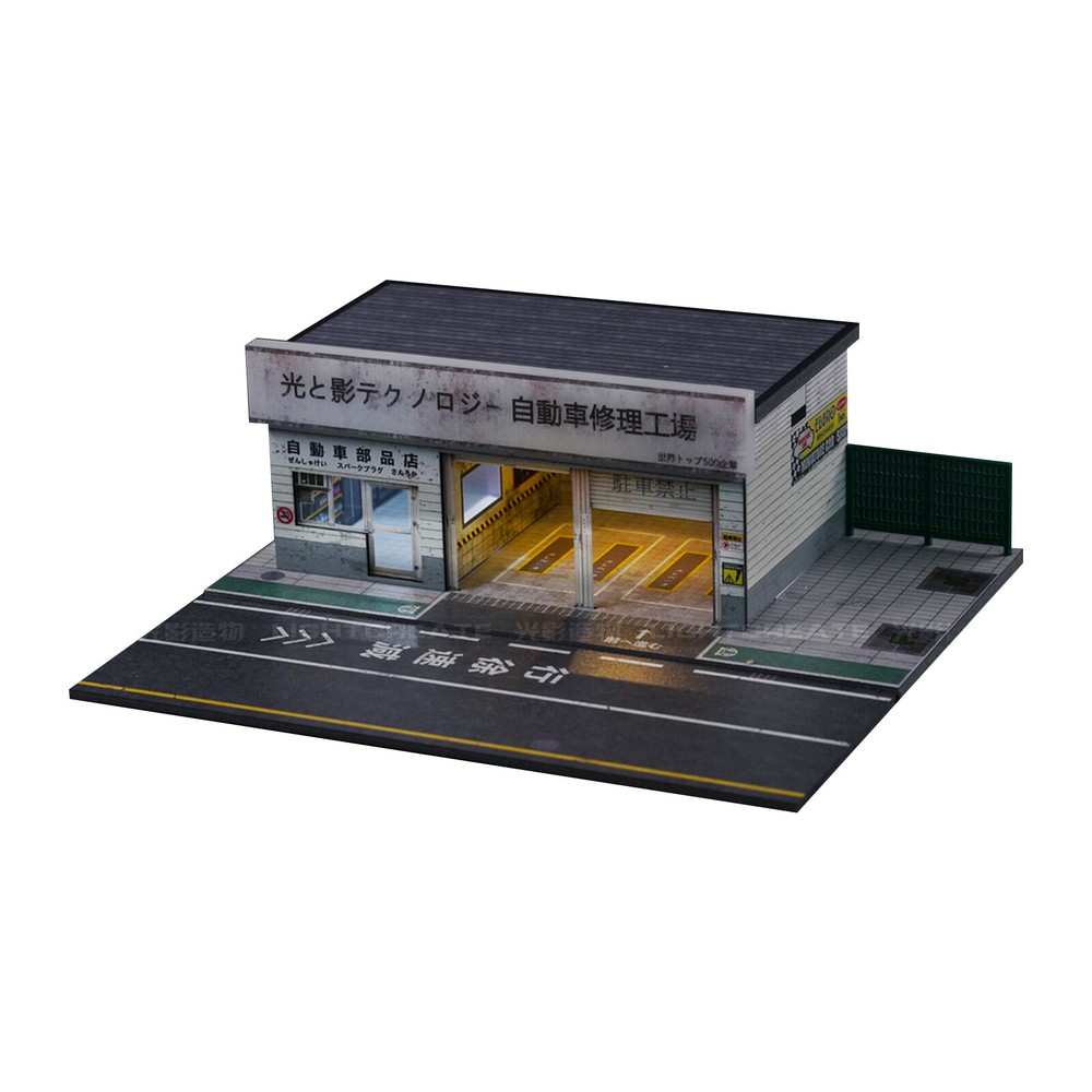 1/64 Scale Diorama Car Garage Model Repair Workshop Coffee Shop Scene Model