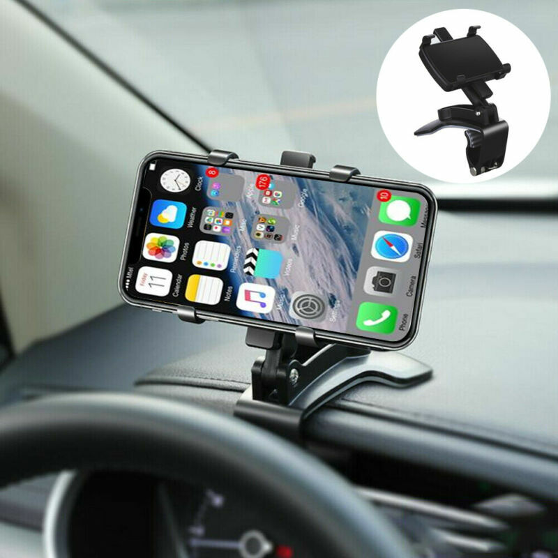 Car Dashboard Phone Holder with GPS Stand and Sun Visor Clip Mount
