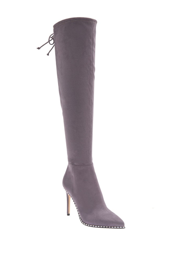 BCBGENERATION Womens Gray Chain Back Tie Hilanda Toe Stiletto Heeled Boots 6 M