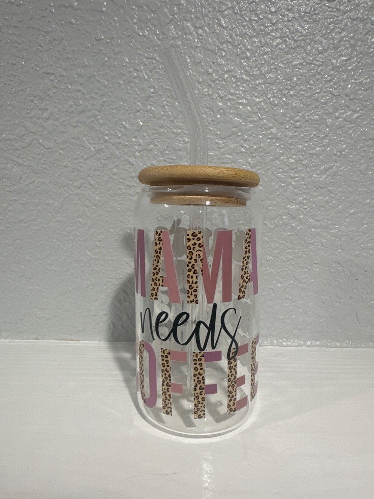16oz Glass Tumbler With Lid & Straw - Perfect Coffee Cup For Moms