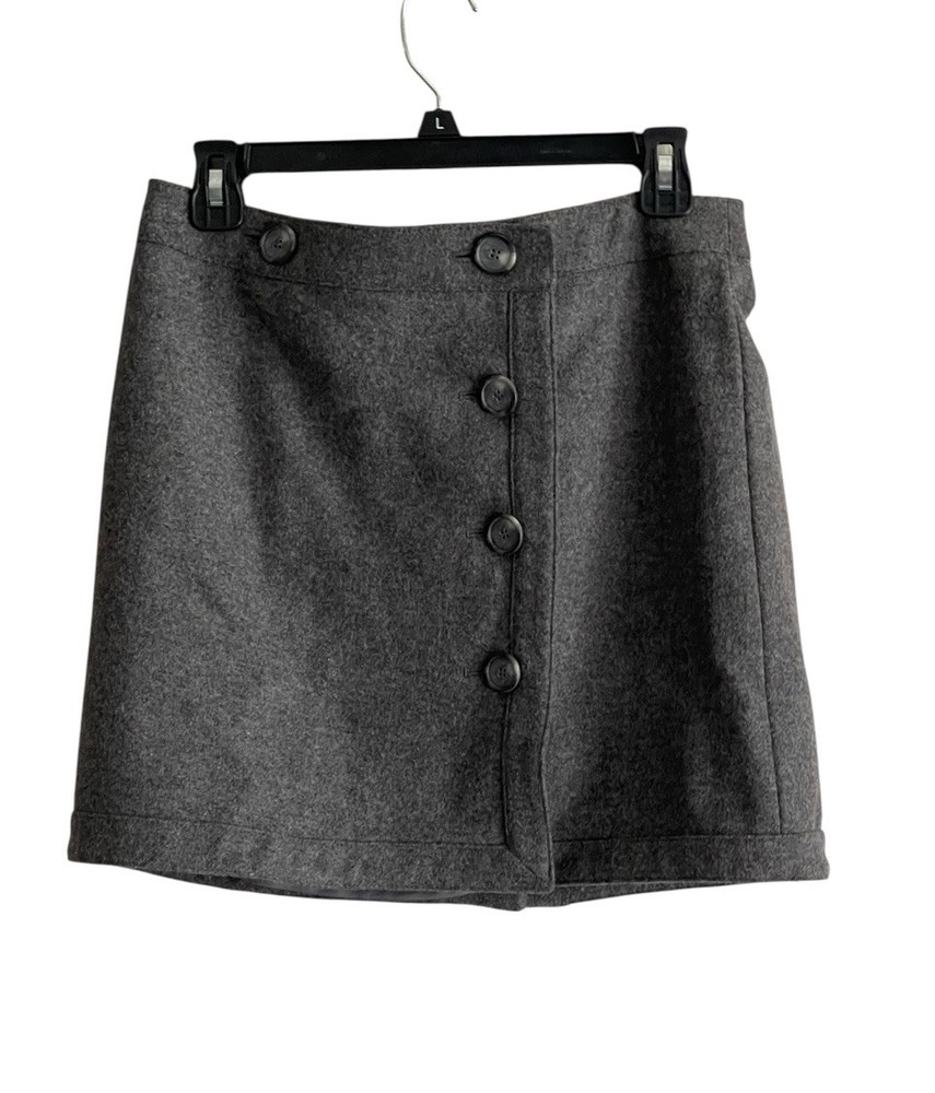 Y2K Ann Taylor Loft Wool Blend Mini Wrap Lined Skirt 6P Gray Academia Preppy
