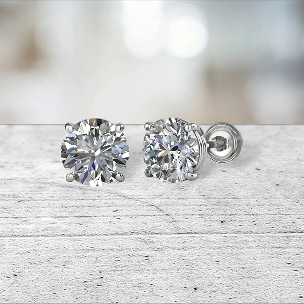 2 ct. Sparkling Lab-Created Diamond Screw Back Stud Earrings in 14k White Gold
