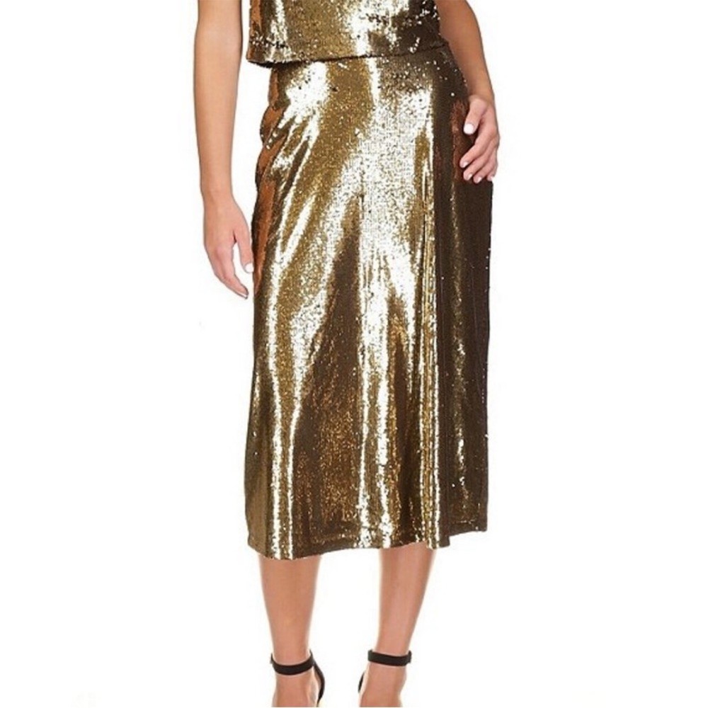 MICHAEL Michael Kors Sequin A-Line Midi skirt gold NWT Retail $175 - M