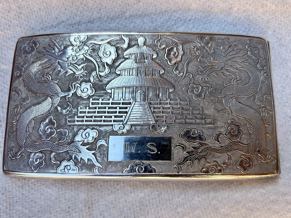 Chinese Sterling Silver Tobacco Cigarette Case Signed