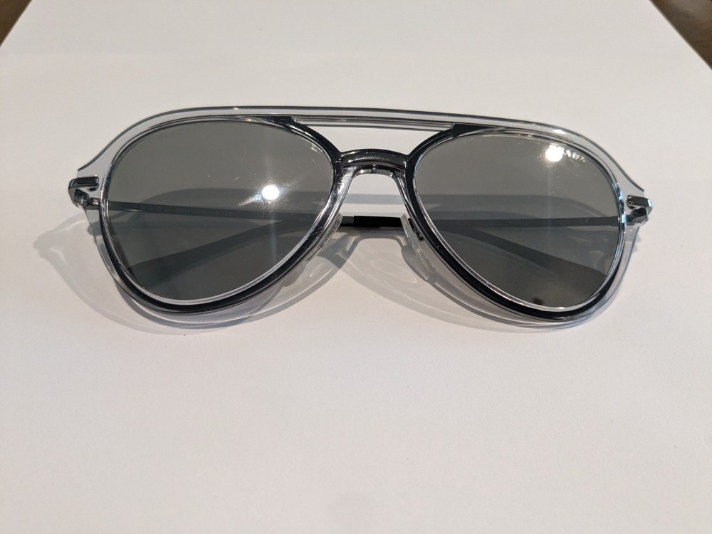 New PRADA SPS04t Sunglasses.  MQG-280 57-19-140 Crystal with silver mirror