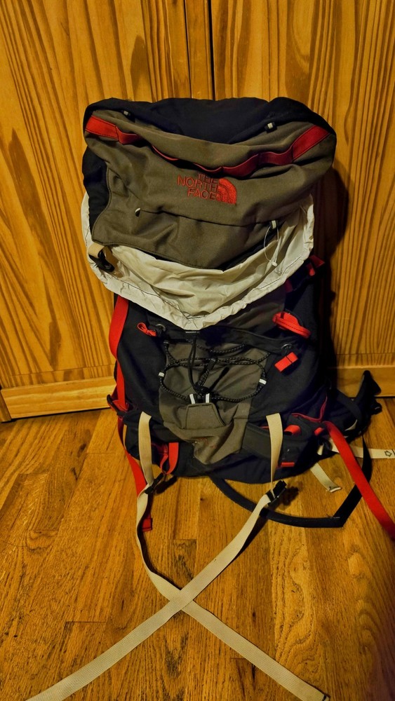 The North Face TNF MG 45L Mountaineering Backpack in Black Red Beige  