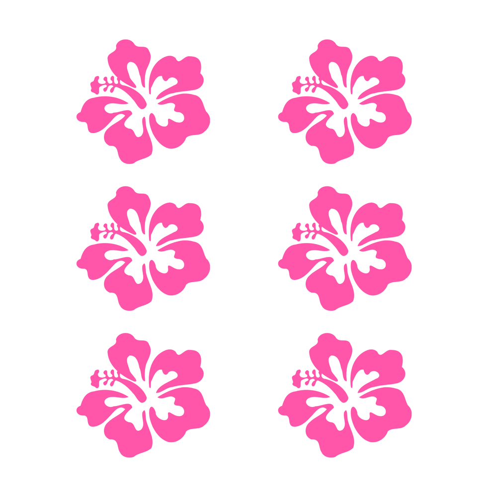 Pink Hibiscus Flower Vinyl Decal 6-Pack for Car Tumbler Laptop Decor