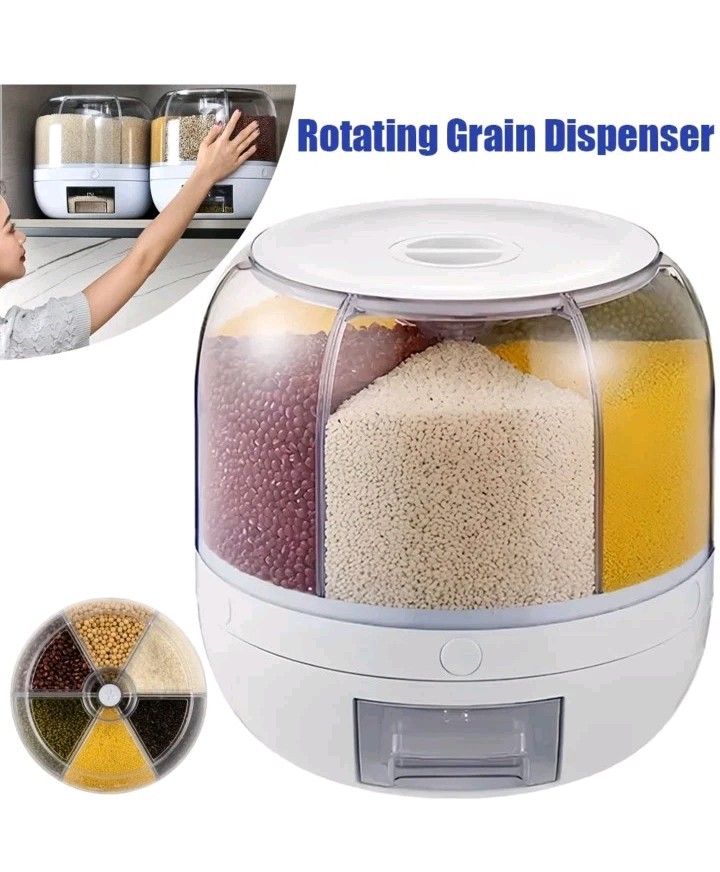 Rotating Cereal Dispenser Kitchen Airtight Grain Rice Dry Food Storage Container