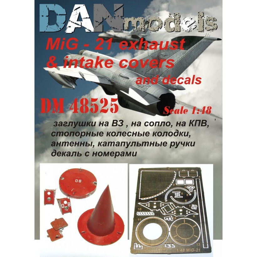Dan Models 48525 For Scale Model 1:48 MIG-21 Exhaust & Intake Covers and Decals
