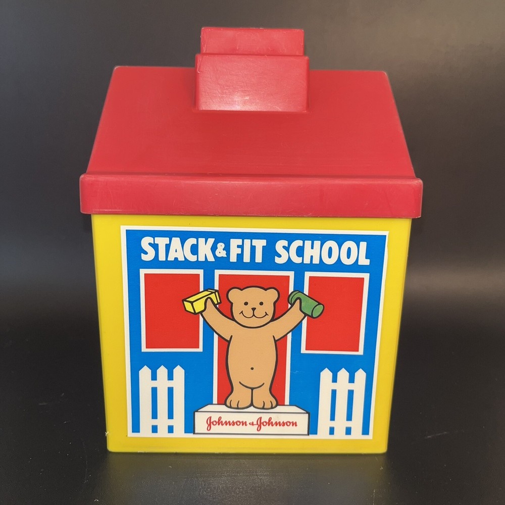Johnson & Johnson Stack & Fit School Education Stack Sort Stack Toy Retired Logo