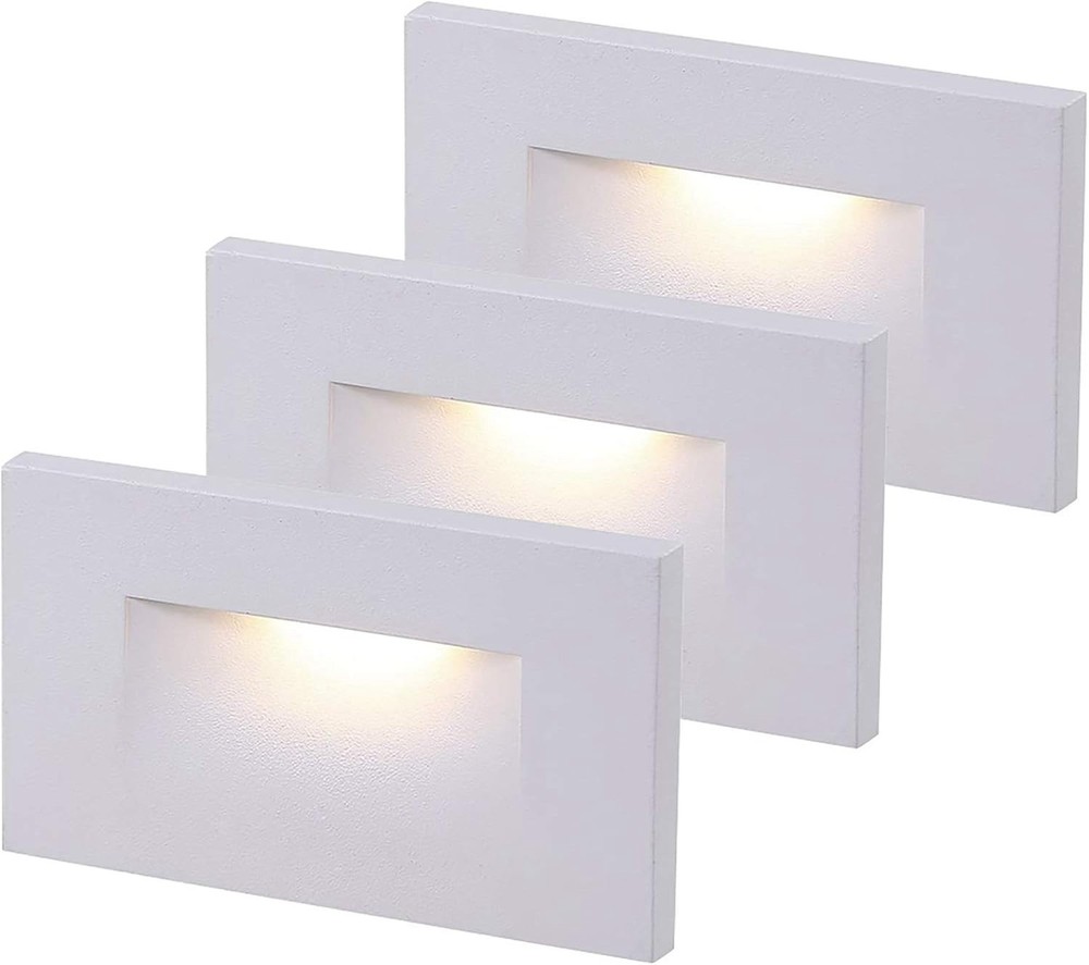 120V Dimmable LED Step Lights 3-Pack for Indoor Outdoor Stairs in Warm White 3000K