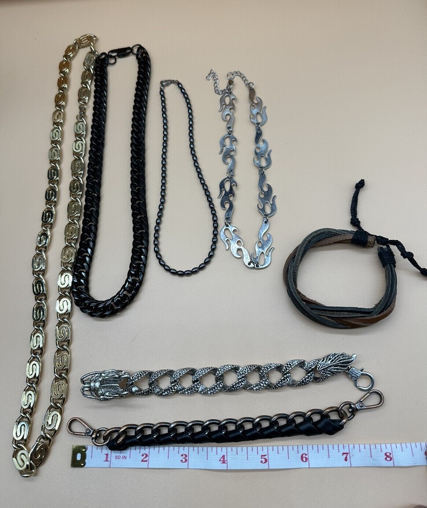 Men's accessories: fashion jewelry lot.