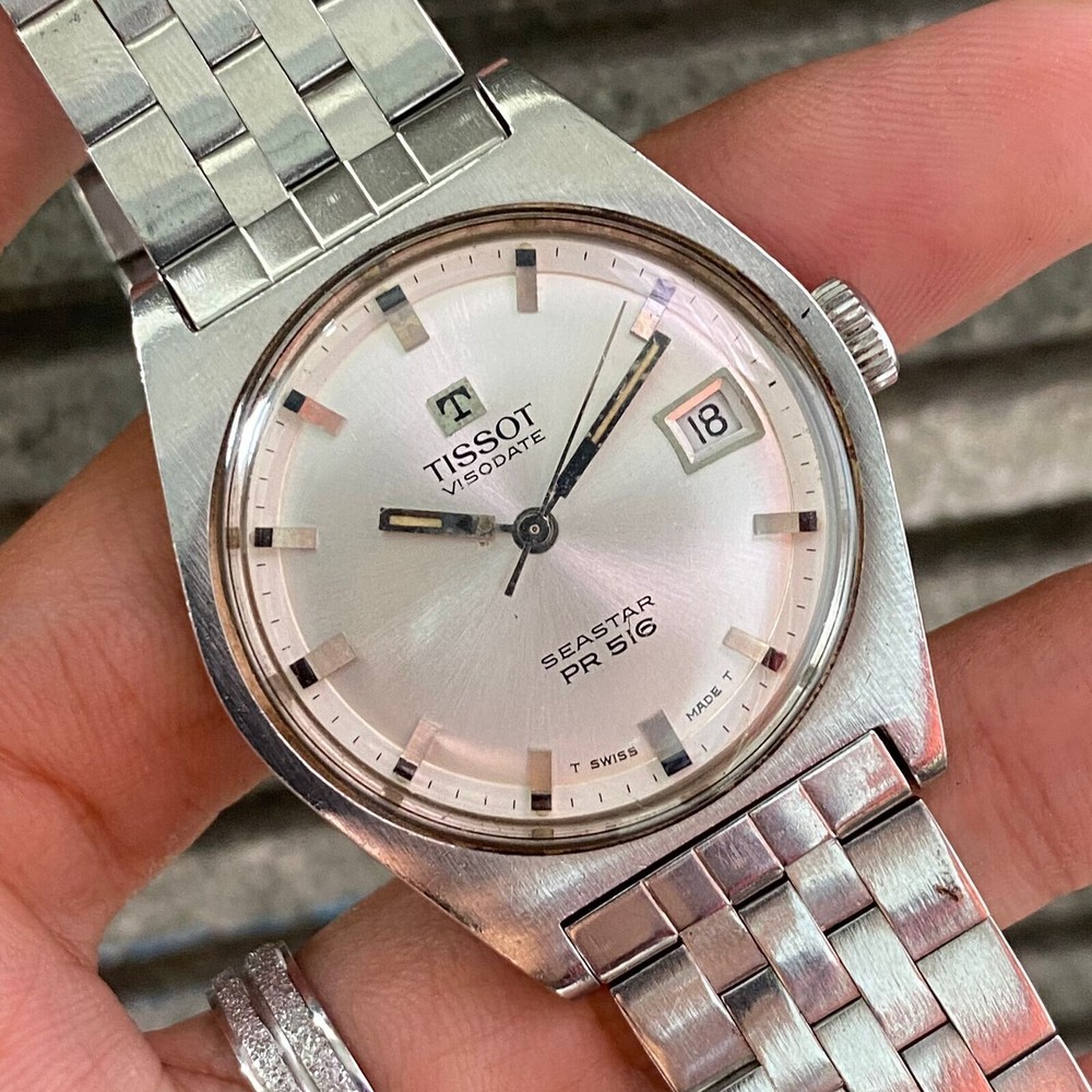Vintage Tissot Visodate Seastar PR 516 Silver Men's Rare Watch
