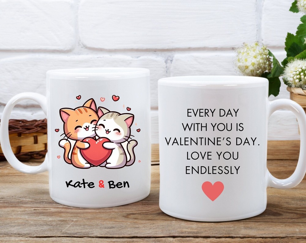 Custom Valentine's Couple Mug Personalized White Coffee Cup Gift