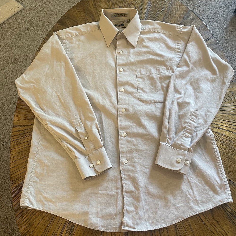 Joseph Abboud Men's Ivory Dress Shirt 100% Egyptian Cotton 16 34/35 Regular Fit