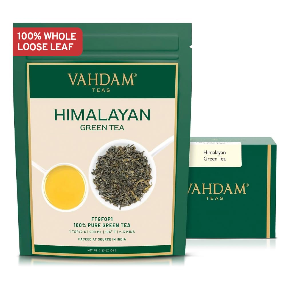 VAHDAM, Himalayan Green Tea Leaves (50+ Cups, 3.53 Oz) Non GMO, Gluten Free | Hi