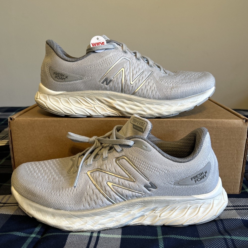 New Balance Fresh Foam X Evoz V3 Lace Up Running Mens Grey Sneakers Size 11.5