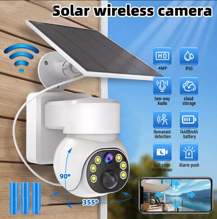 ICSEE 360° PTZ Solar Security Camera Wireless Outdoor Wifi Battery CCTV Home Monitoring