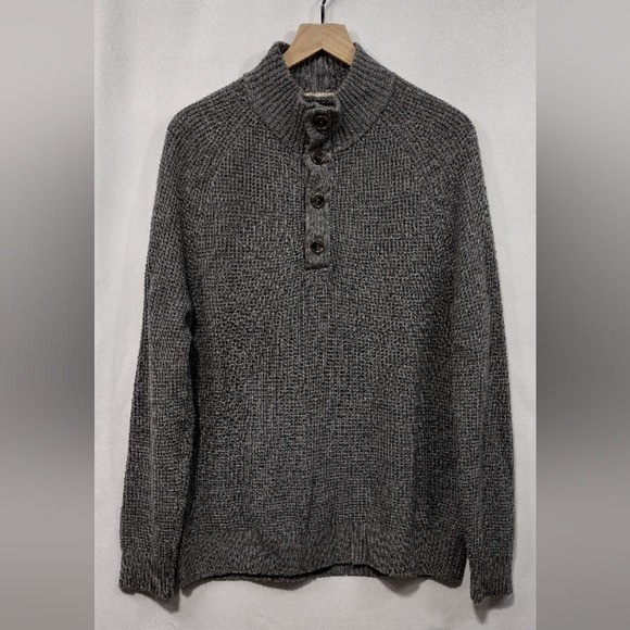 Banana Republic Merino Wool Waffle Knit Sweater Mens L Gray Italy Retro Y2K 90s