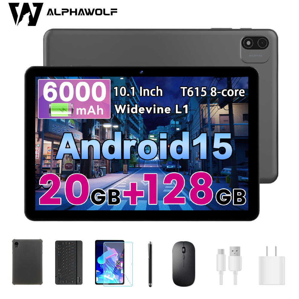 10.1in Android 15 WiFi Tablet sets 20GB RAM 128GB 8-Core with Keyboard & Mouse